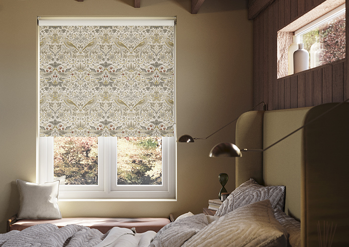 William Morris At Home Strawberry Thief, Ochre - Roller Blind - Image 3